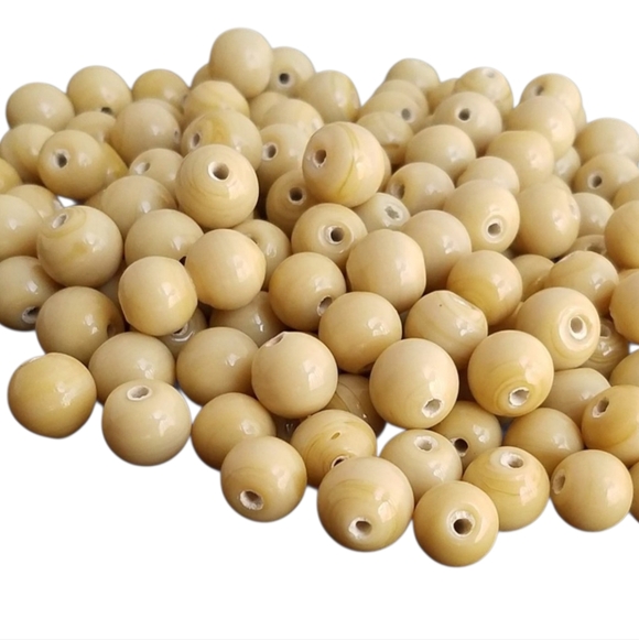 Hand Crafted Other - 95+ Cream Beige Ceramic BEADS Round 10 mm bundle set lot